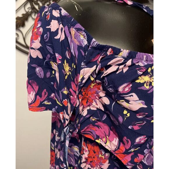 2X Grayson Threads Floral Multi-Color Off Shoulder Adjustable Strap Womens Top - Picture 9 of 11